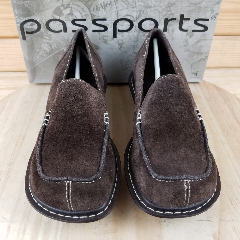 Suede Leather Loafer Brown Slip on Casual Comfort Shoes Moc Toe Women's 8.5 US - Picture 2 of 10